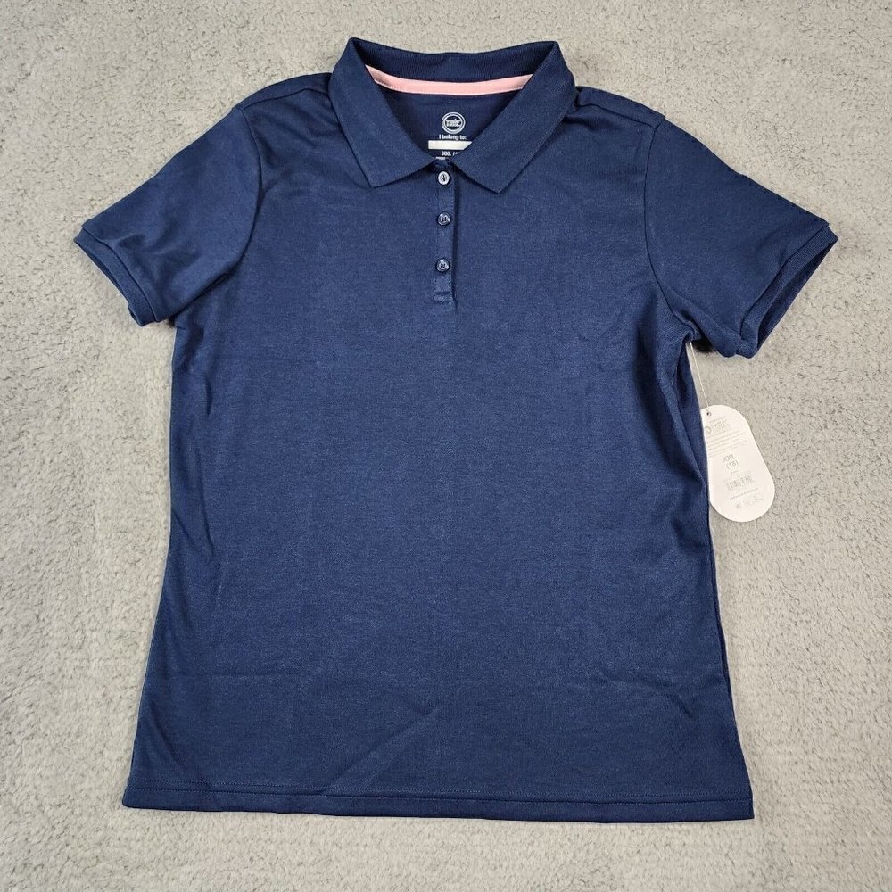 Wonder Nation Girls School Uniform Short Sleeve Interlock Polo Shirt XXL